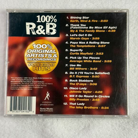 100% R&B Pure Gold Hits CD 2001 Sony Music Marvin Gaye Temptations Isley Bros - Picture 2 of 7